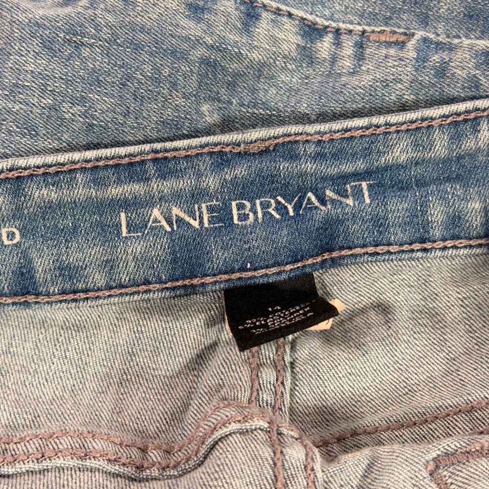 Lane Bryant Boyfriend Jeans Womens 14 Blue Floral Embroidered Acid Wash Denim - Picture 8 of 13